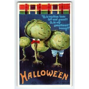 Vintage 1907-1915 Halloween Ellen Clapsaddle Lithograph Postcard Cabbage Heads